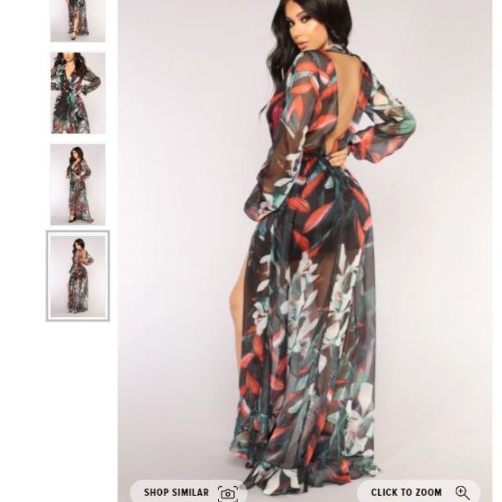 Fashion Nova Wild Thorns Floral Dress, size medium